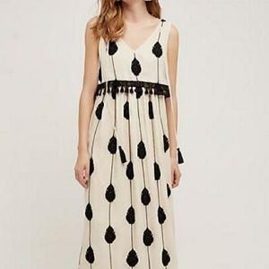 NWOT Anthropologie Ivory Chiffon Beaded Maxi Gown